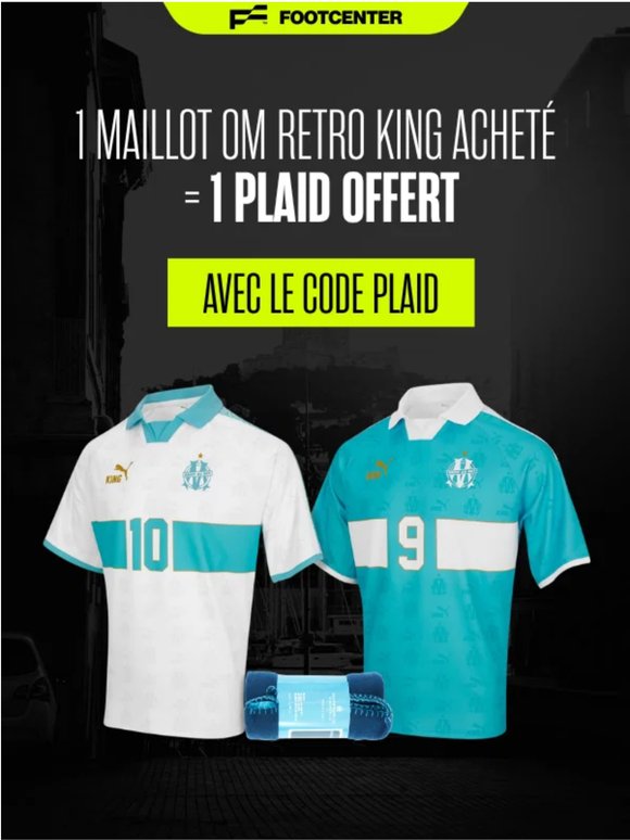 Maillot Retro King OM acheté, un Plaid offert