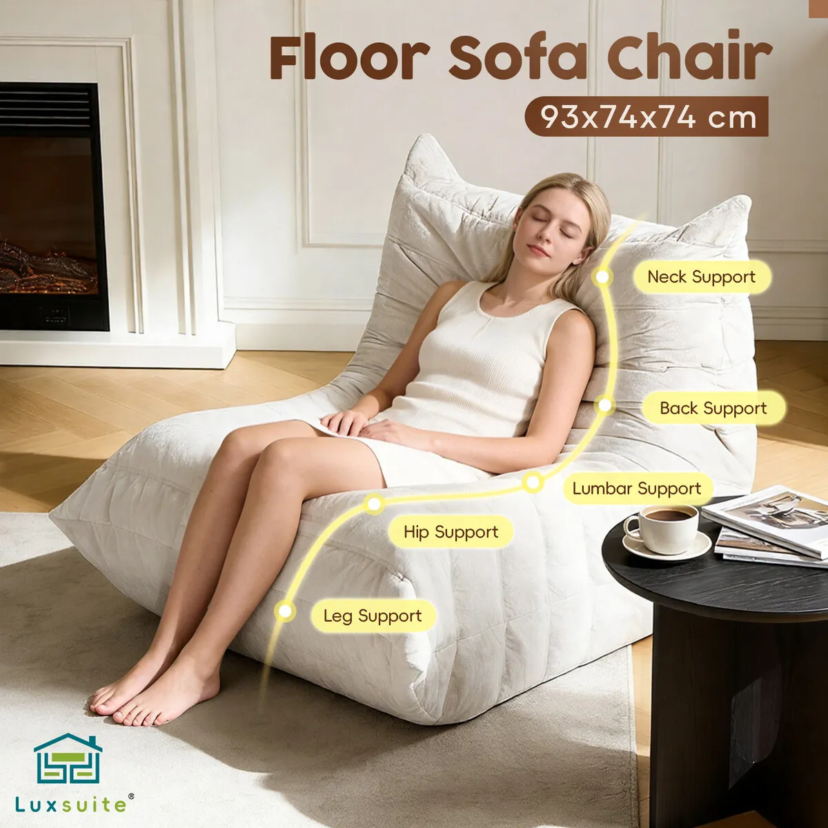 White Plush Floor Sofa
