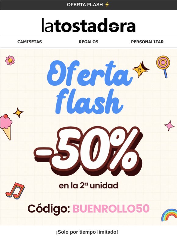 Oferta Flash -50% en la 2ª unidad ⚡