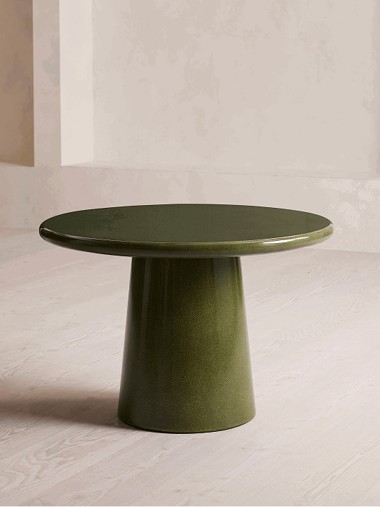 Reti Outdoor Dining Table, Glazed, Olive