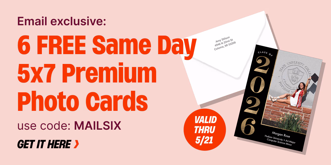 EM Exclusive: 6 free same day 5x7 premium photo cards asset