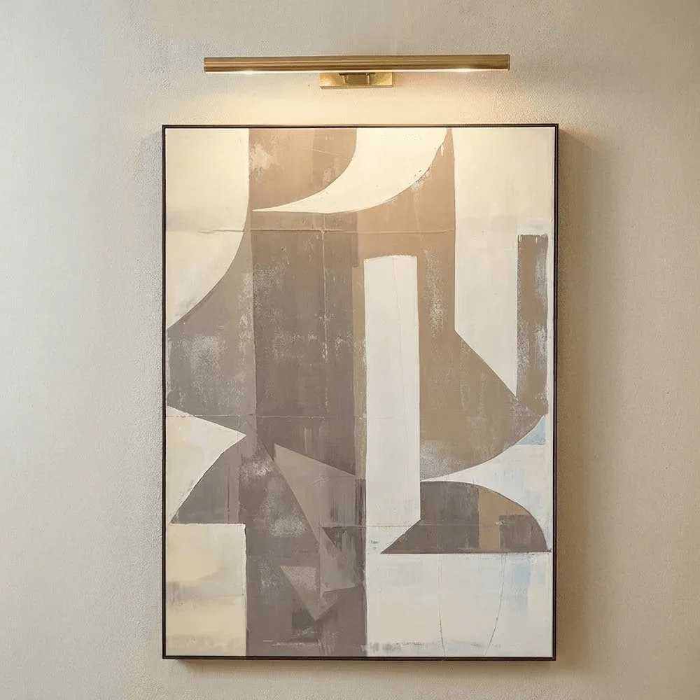 Meridian Taupe Abstract Framed Canvas Wall Art