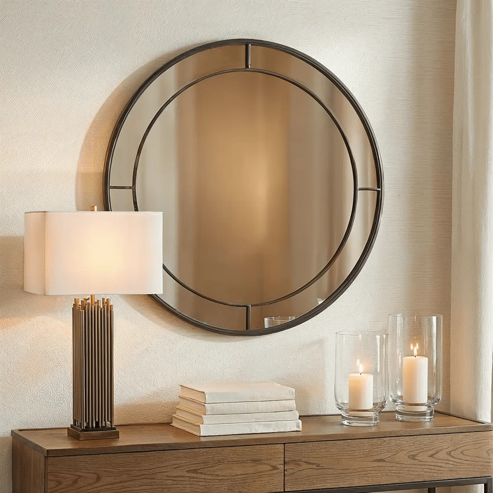 Bronx Antique Bronze Round Wall Mirror