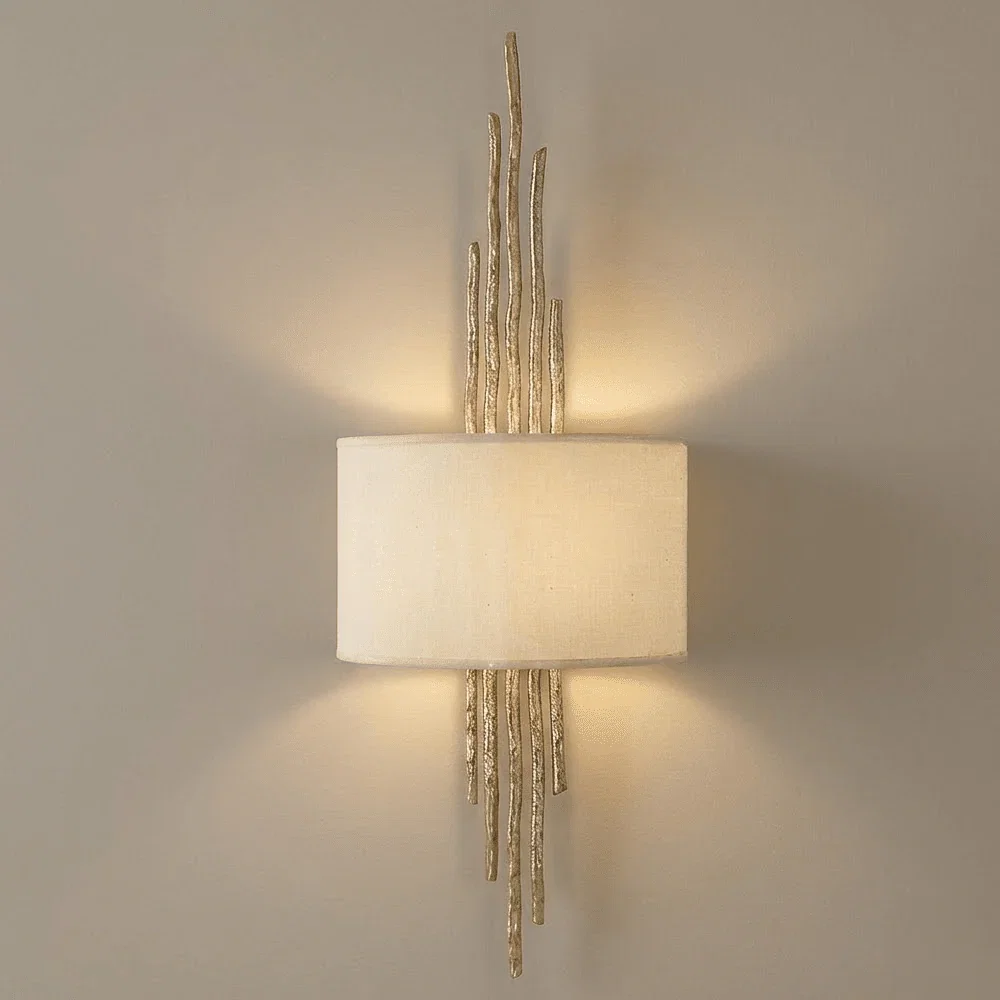 Alicia Champagne Gold Large Statement Wall Light with Neutral Shade