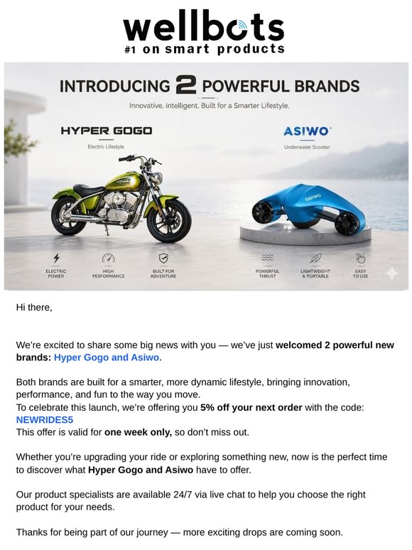 New Arrivals: Hyper Gogo & Asiwo — 5% Off with Code NEWRIDES5