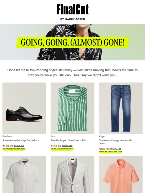 ALMOST GONE: Shop Top-Sellers from Harry Rosen, Canali, Florsheim and More