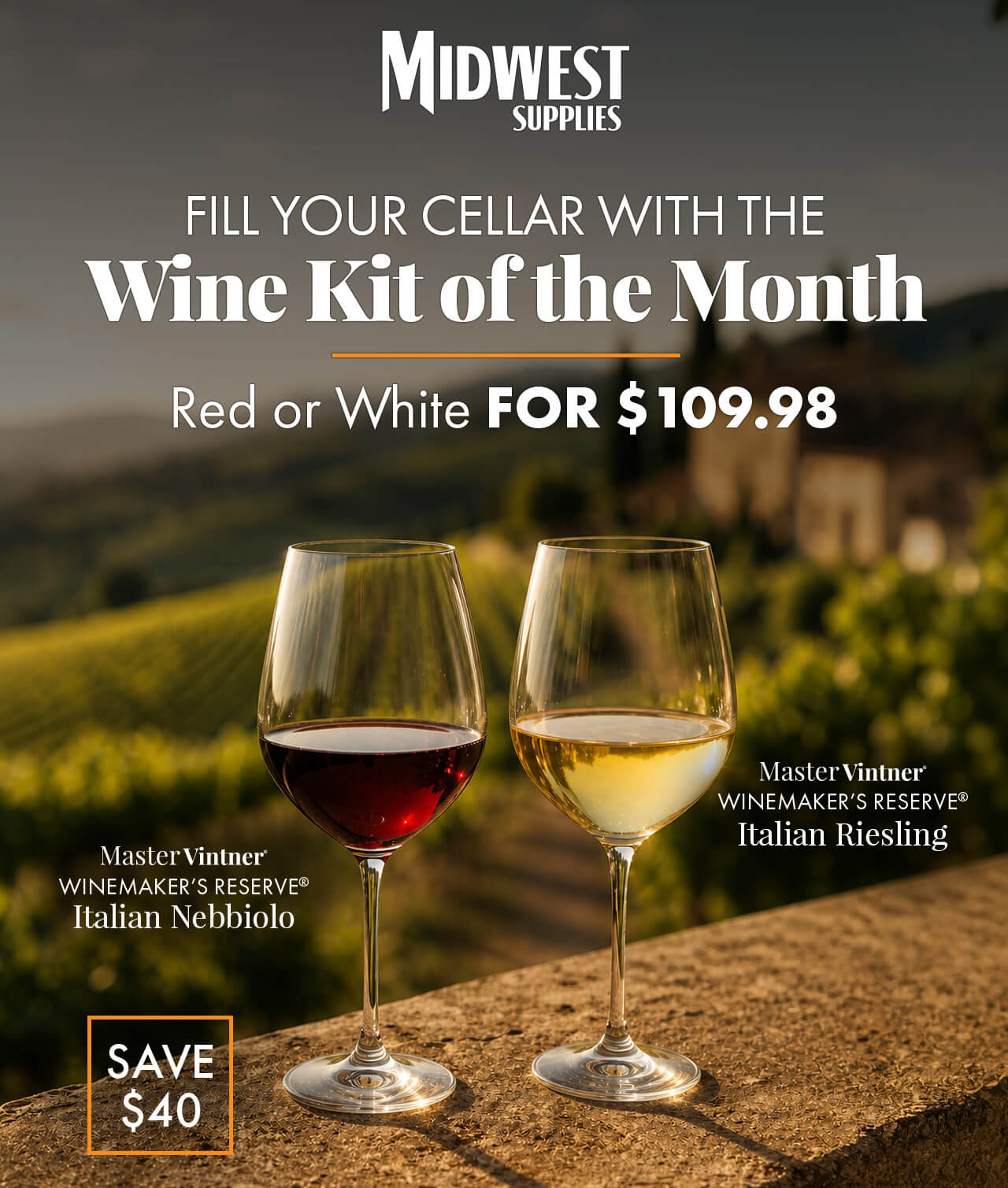 Fill Your Cellar with the Wine Kit of the Month. Red or White for $109.98. Save $40