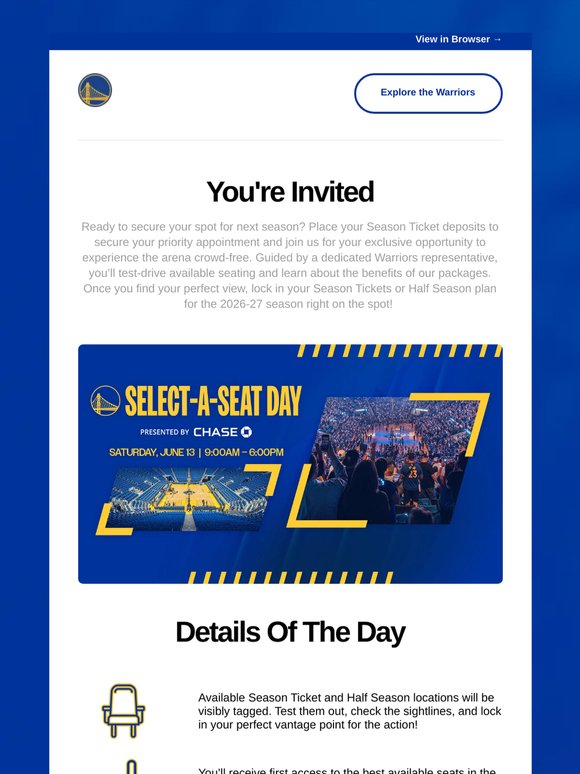 You’re Invited: Select-A-Seat Day at Chase Center