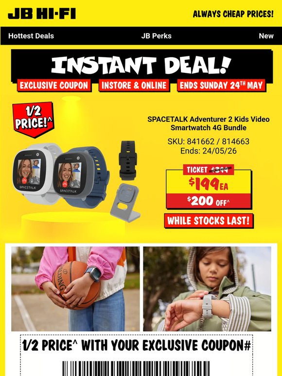 INSTANT DEAL: 1/2 Price Spacetalk Adventurer 2 Kids Smartwatch Bundle!