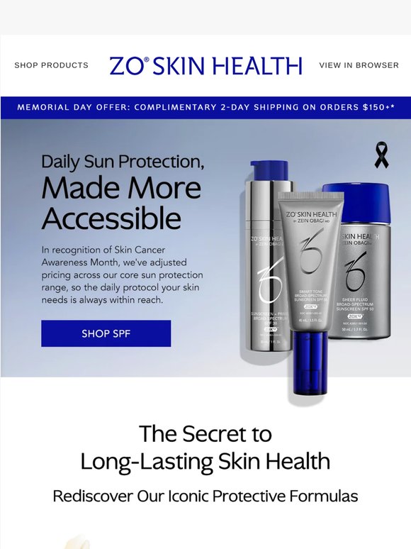 Complimentary Shipping. Elevated SPF.