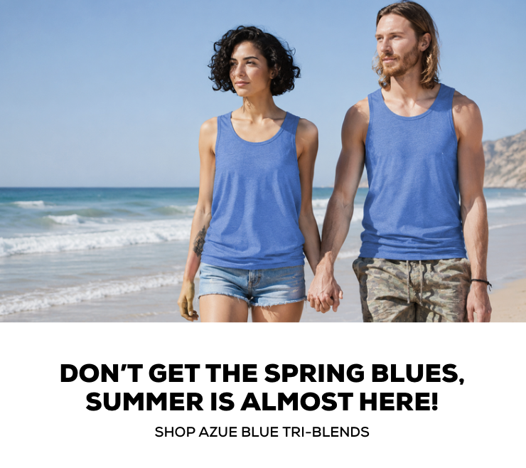Don't get the Spring blues, Summer is almost here! Shop Azure Blue Tri-Blends
