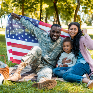 Military family enjoying a picnic