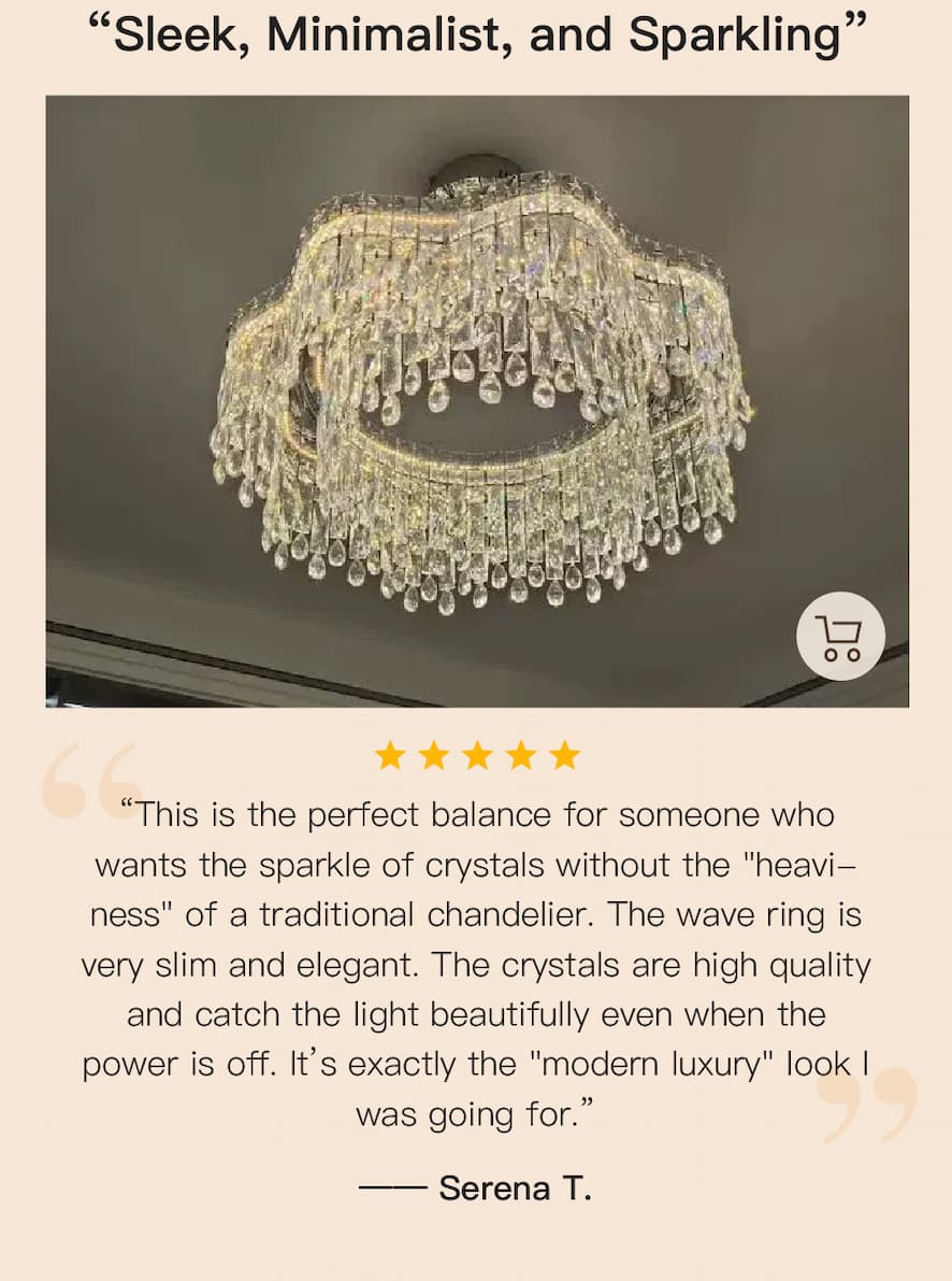 Luna Modern Wave Integrated LED K9 Crystal Ring Chandelier