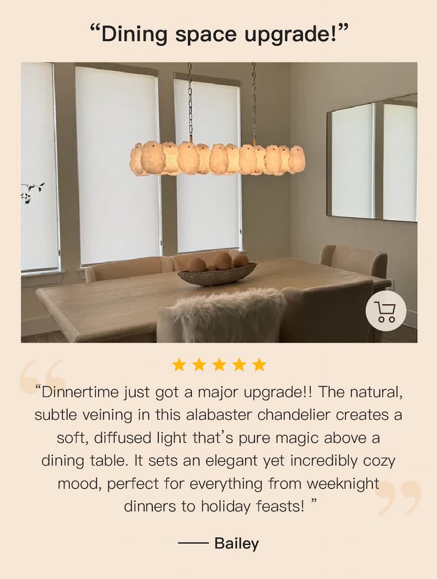 Seravelle Modern Luxury White Alabaster Petal Linear Chandelier