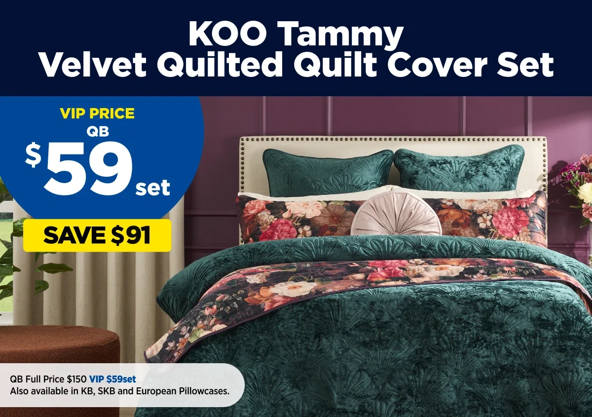 KOO Tammy Velvet Quilted Quilt Cover Set