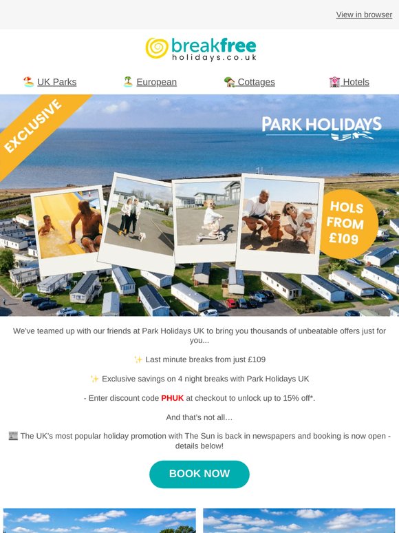 Exclusive Park Hols Offer + Hols from £9.50 - Book Now! 😎