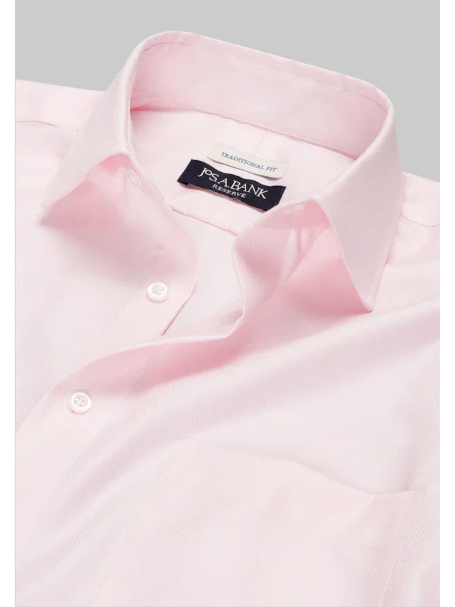 Reserve Collection Traditional Fit Spread Collar Herringbone Dress Shirt