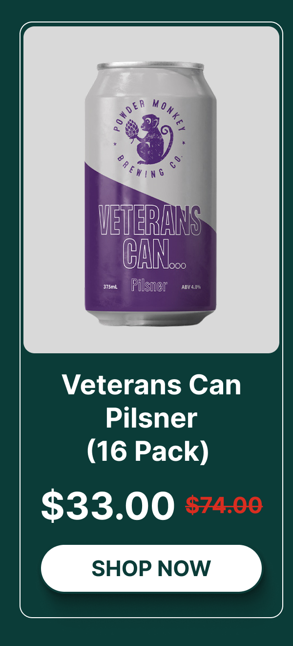 Powder Monkey Veterans Can Pilsner – 16 Pack