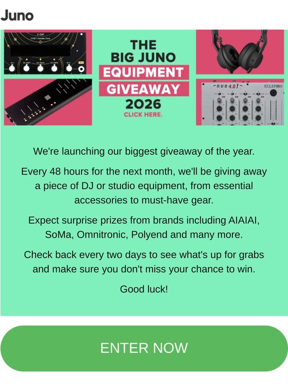 Enter Juno's Big Equipment Giveaway 2026