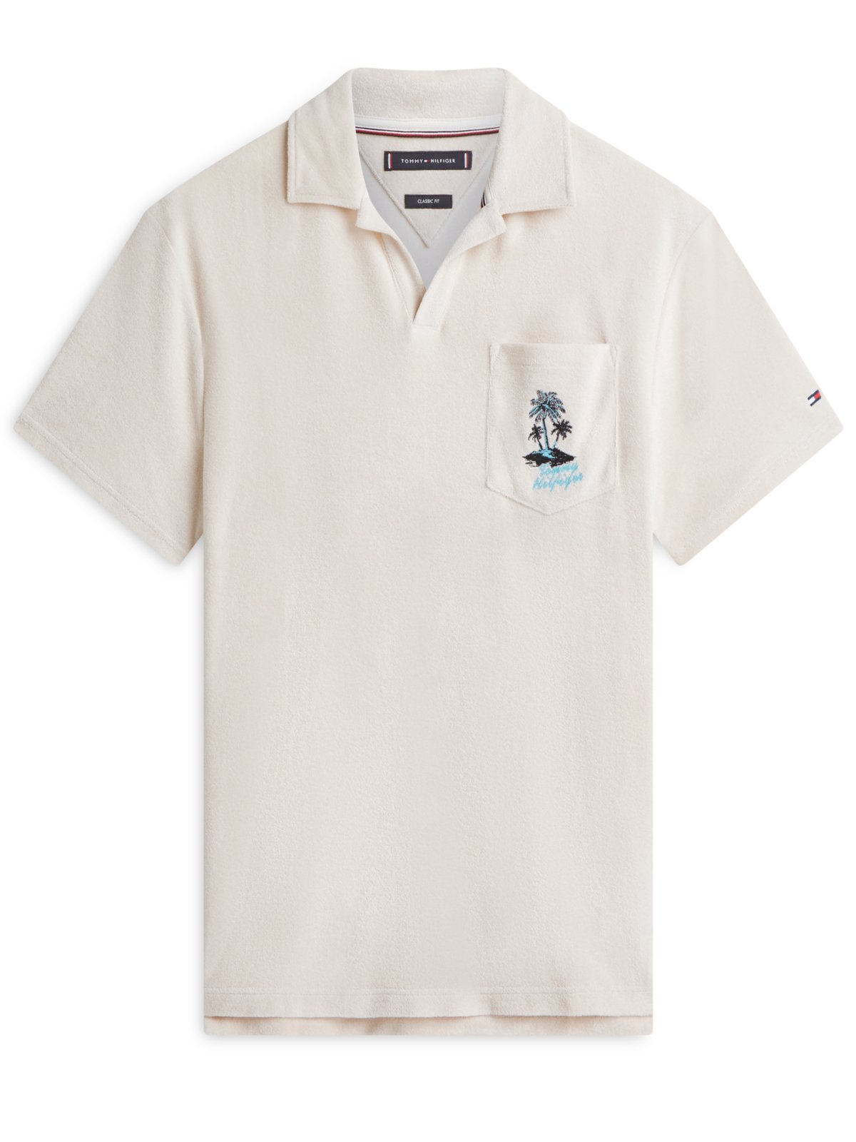 Frottee-Poloshirt mit Brusttasche und Stickerei, Classic Fit