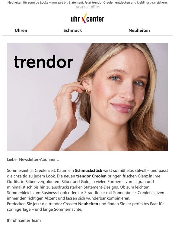 Sommerglanz fürs Ohr: neue trendor Creolen sind da ✨