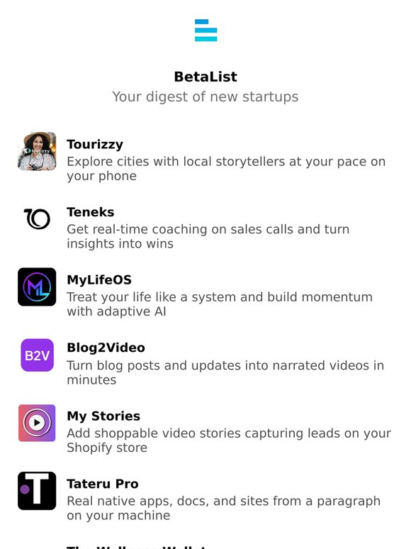 Tourizzy, Teneks, MyLifeOS, Blog2Video, My Stories, and more