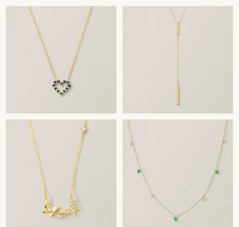 Four gold necklaces.