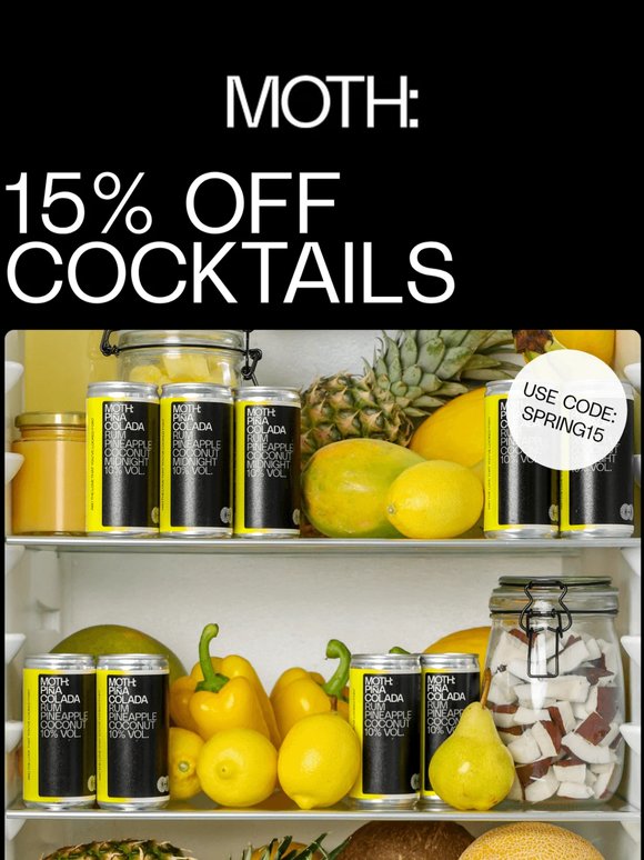 15% off cocktails starts now ☀️