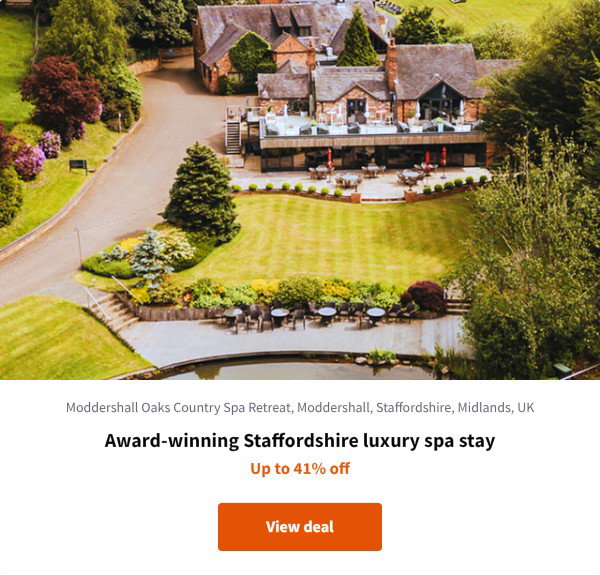 Award-winning Staffordshire luxury spa stay