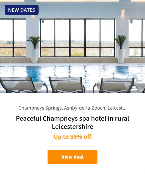 Peaceful Champneys spa hotel in rural Leicestershire