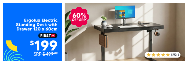 Ergolux Electric Standing Desk with Drawer 120 x 60cm