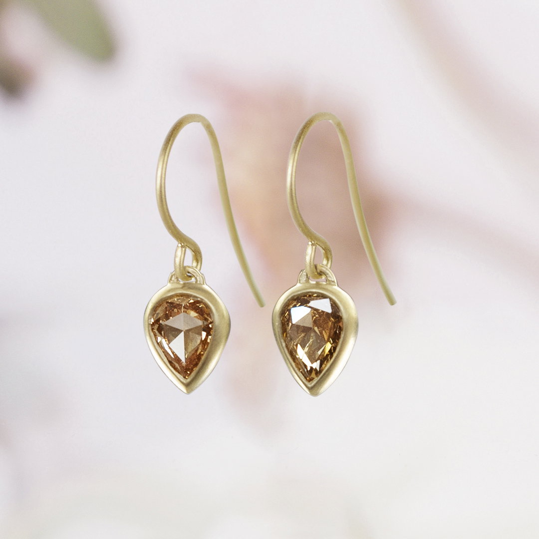 18K Cognac Diamond Earrings