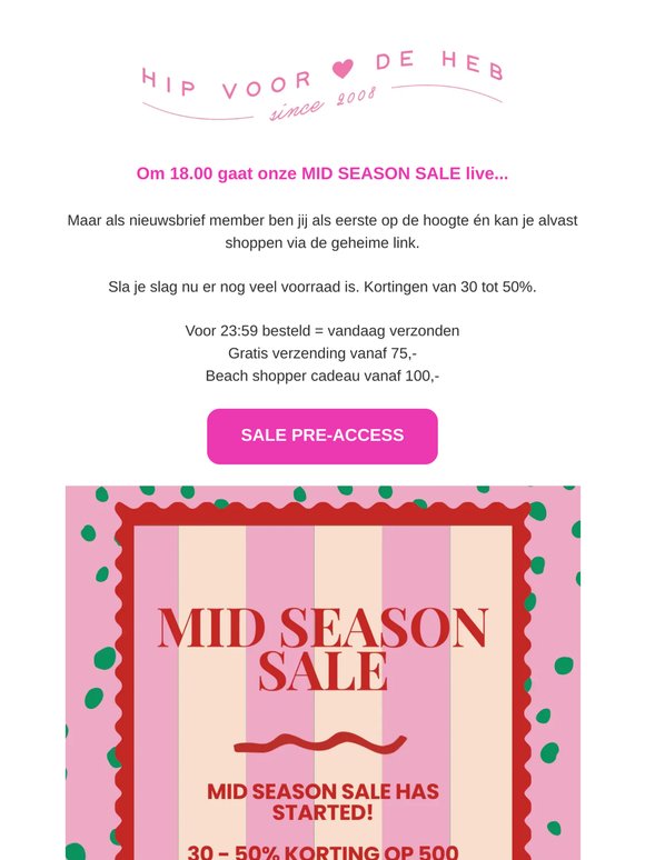 3 uur lang pre-access tot de MID SEASON SALE
