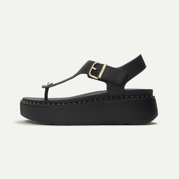 GEN-FF Max Buckle Tumbled-Leather Toe-Post Sandals