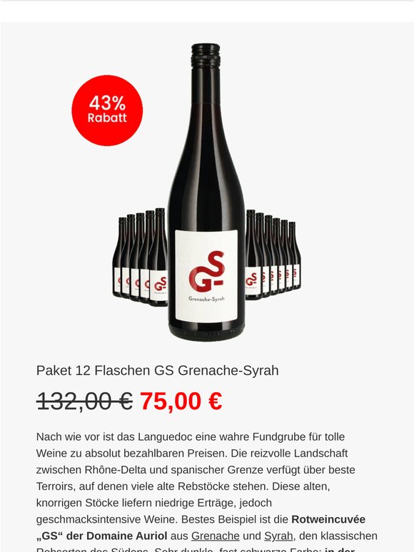 🔥 Schmeckt immer! GS Grenache-Syrah 🇫🇷 mit 43 % Rabatt 🍷 !