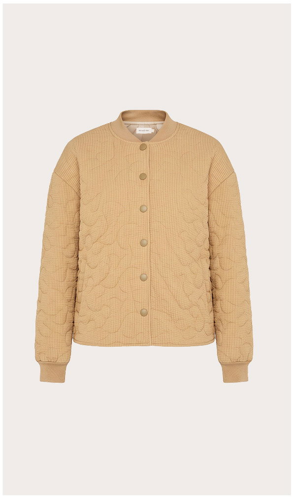 Beige Floral Quilted Puffer Jacket