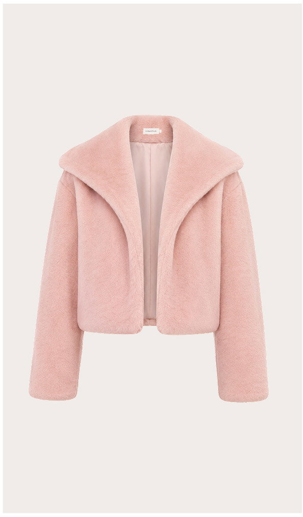 Dusty Pink Faux Fur Coat