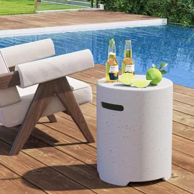 Table avec couvercle pour bouteille de propane