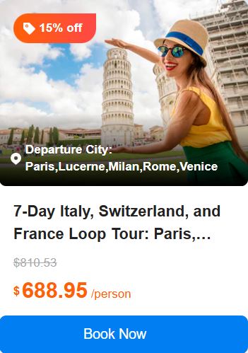 7-Day Italy, Switzerland, and France Loop Tour: Paris, Lucerne, Milan, Venice | Hotel Breakfast Included 4.7 (10 reviews) Tour Code: 745434