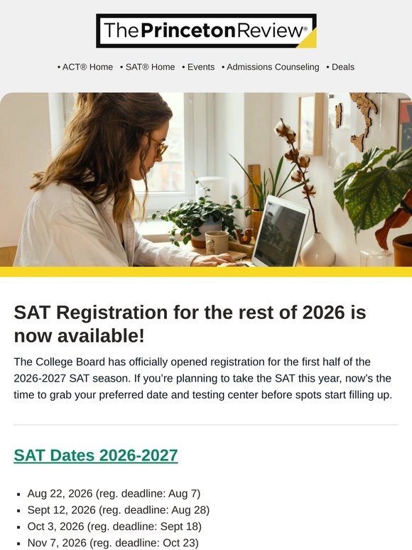 SAT® Registration is open for the rest of 2026!