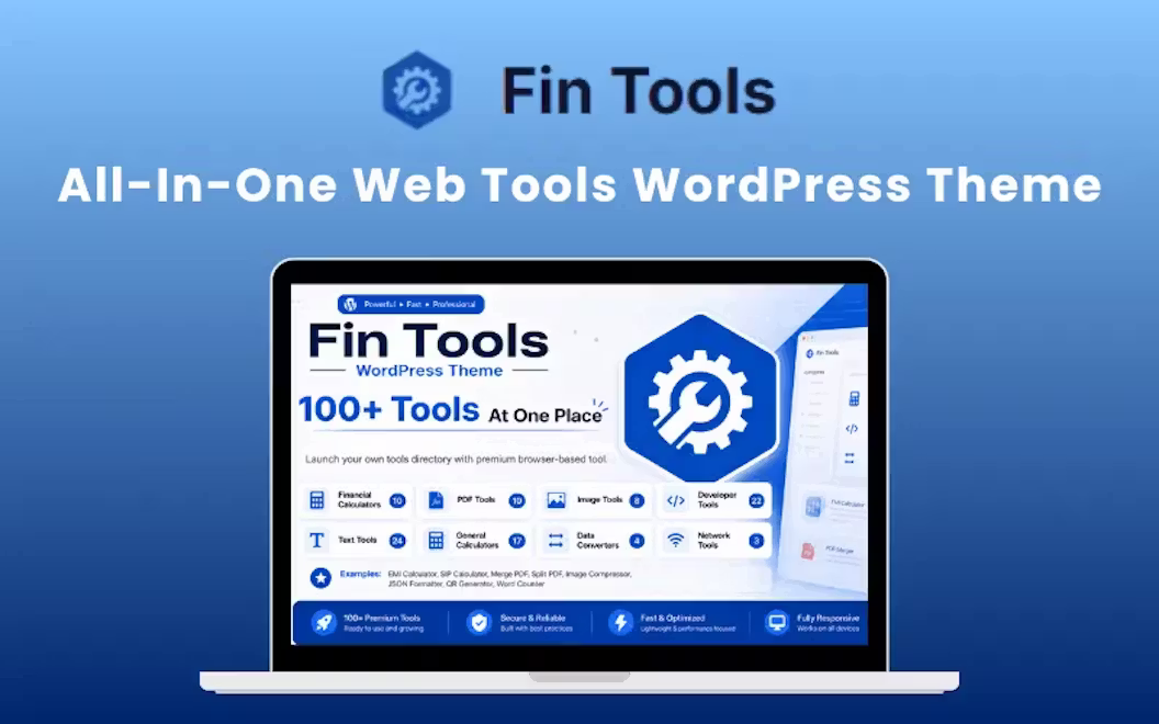Fin Tools – All-In-One Web Tools WordPress Theme | Lifetime Access