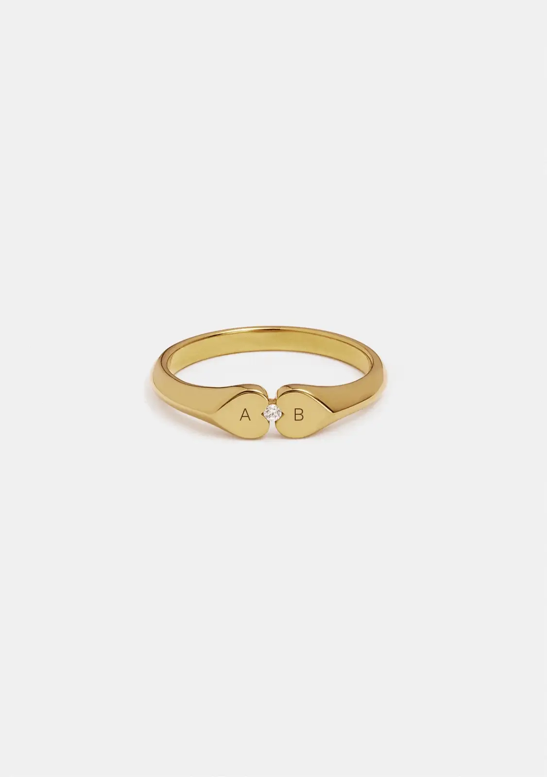 Image of Heart Connection Signet Ring - Gold