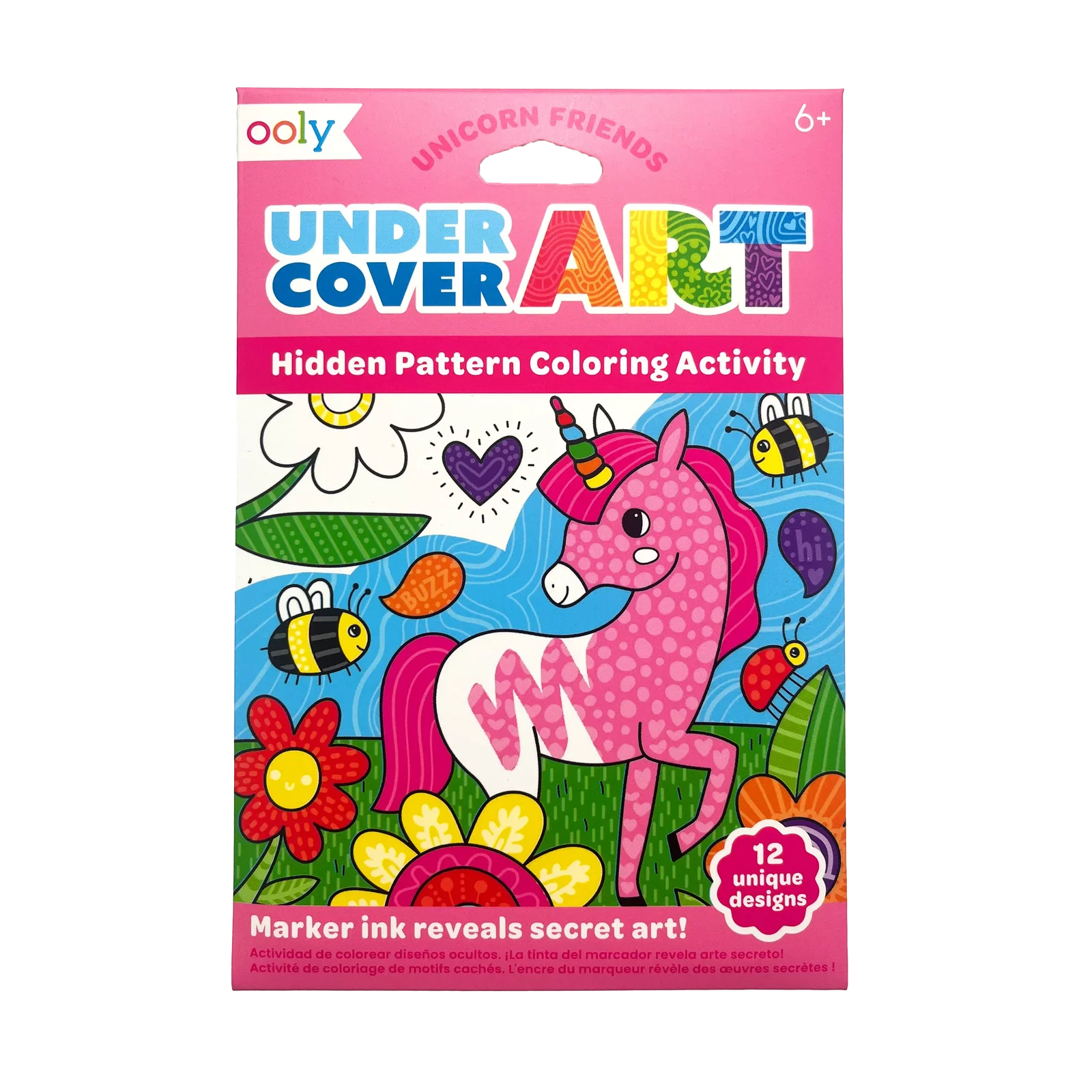 Image of Undercover Art Hidden Pattern Coloring Activity Art Cards - Unicorn Friends