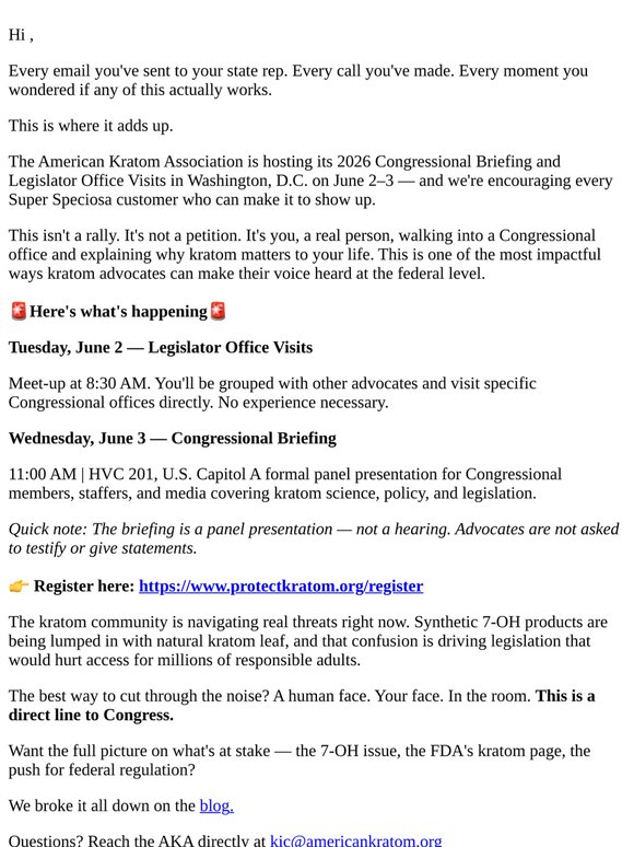 🚨Protect Kratom: Your voice can reach Congress. Here's how.