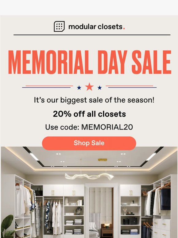 Big Closets, Bigger Savings This Memorial Day