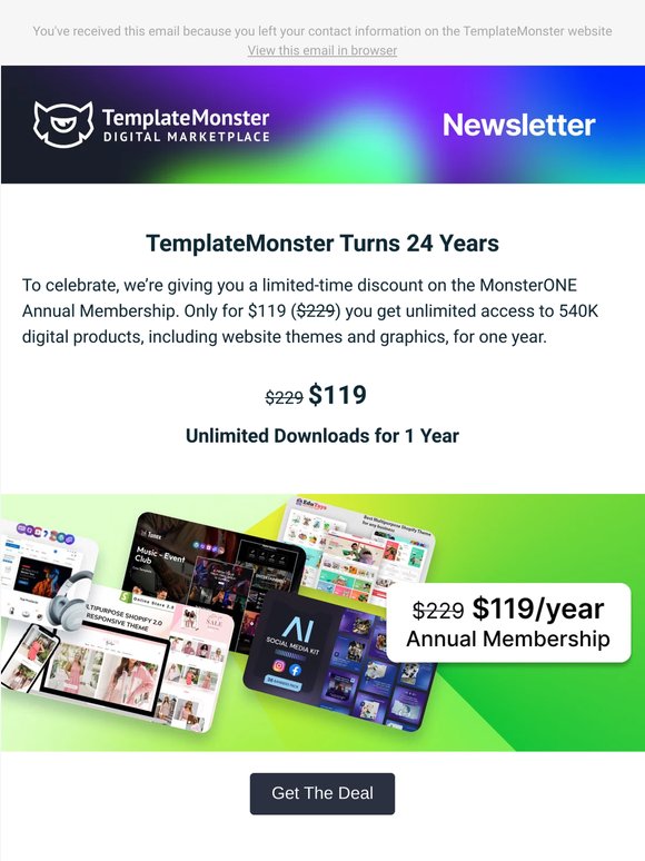 TemplateMonster Turns 24 🎁Get Special Offers