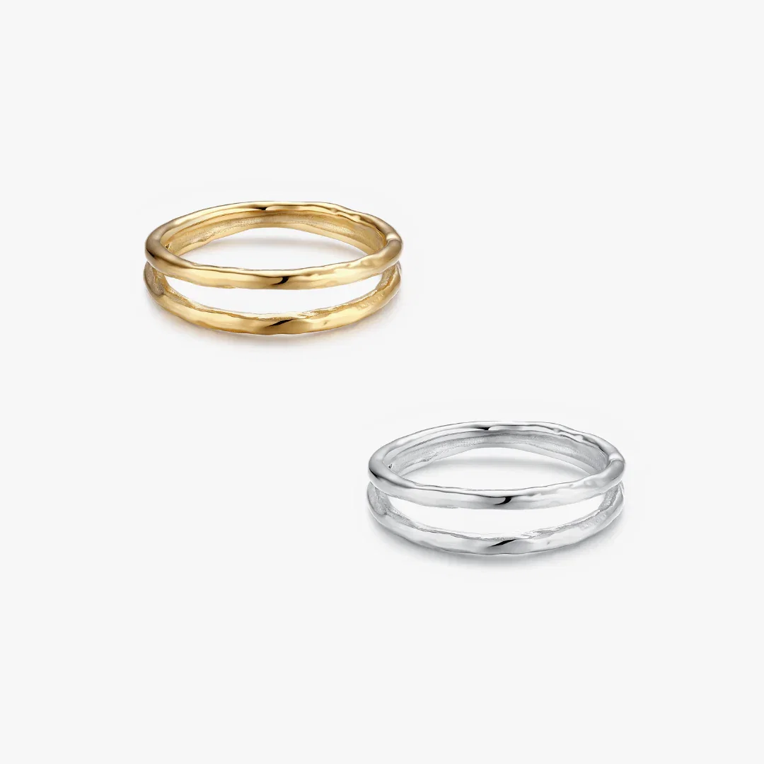 Two Layered Thin Band Ring