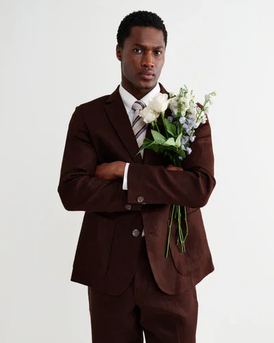 Fintry - Merlot Linen Single-Breasted Blazer