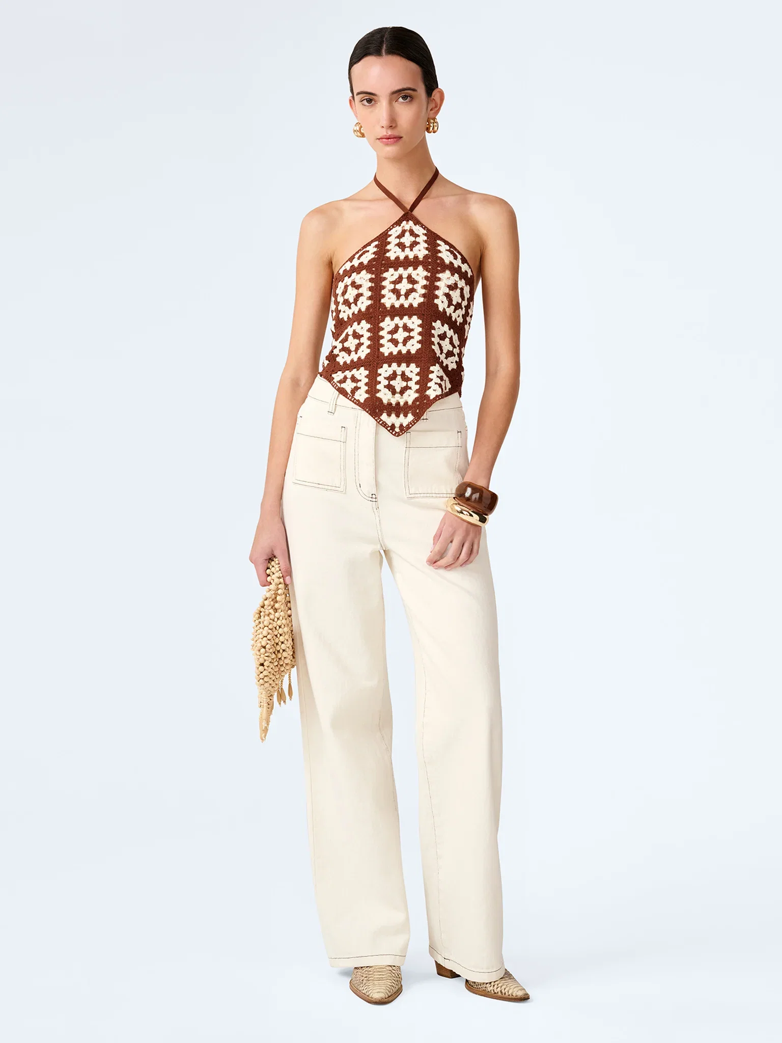 Image of Miles Top in Brown and Cream