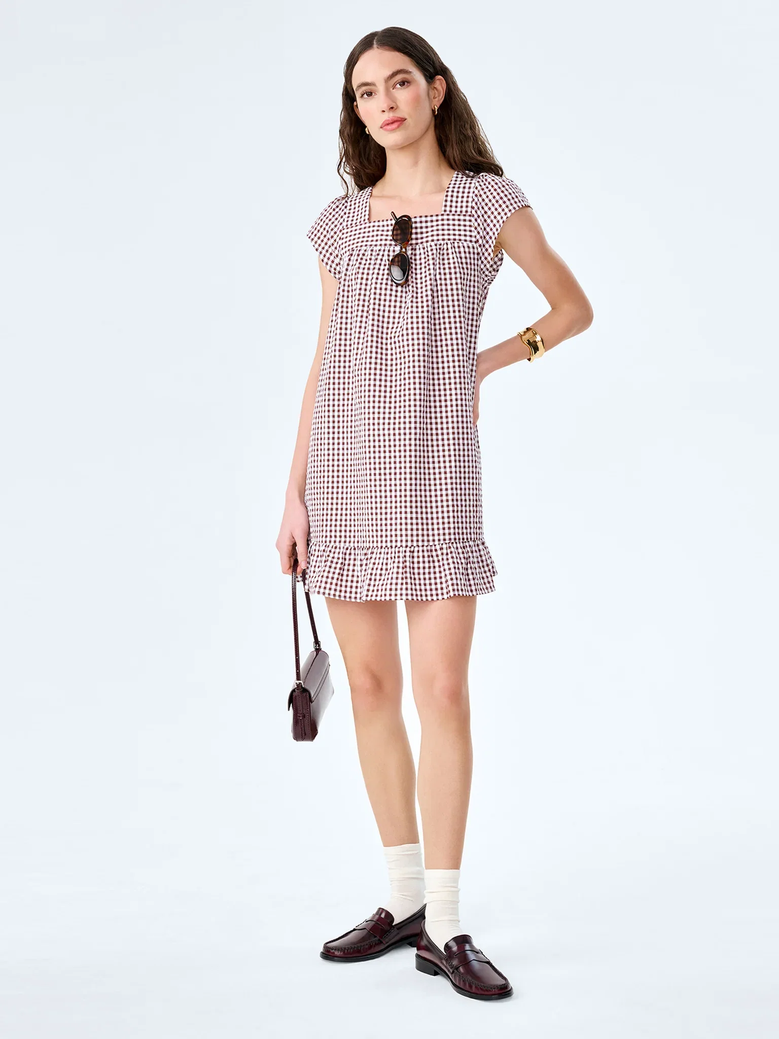 Image of Delphine Dress in Choclate/Cream Gingham
